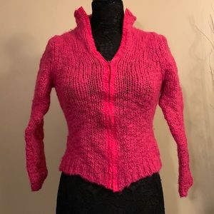 Merona hot pink butterfly zip up sweater